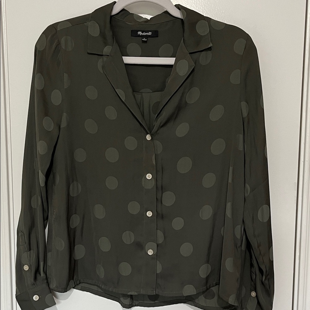 Madewell Olive Long Sleeve Blouse Size S
